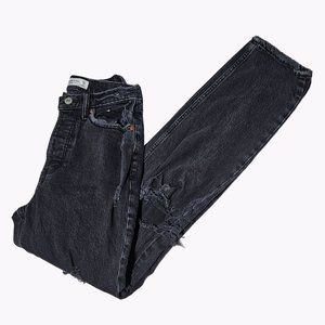 Abercrombie & Fitch Dad High Rise Jeans Womens Size 25 Black Ripped Denim Pants